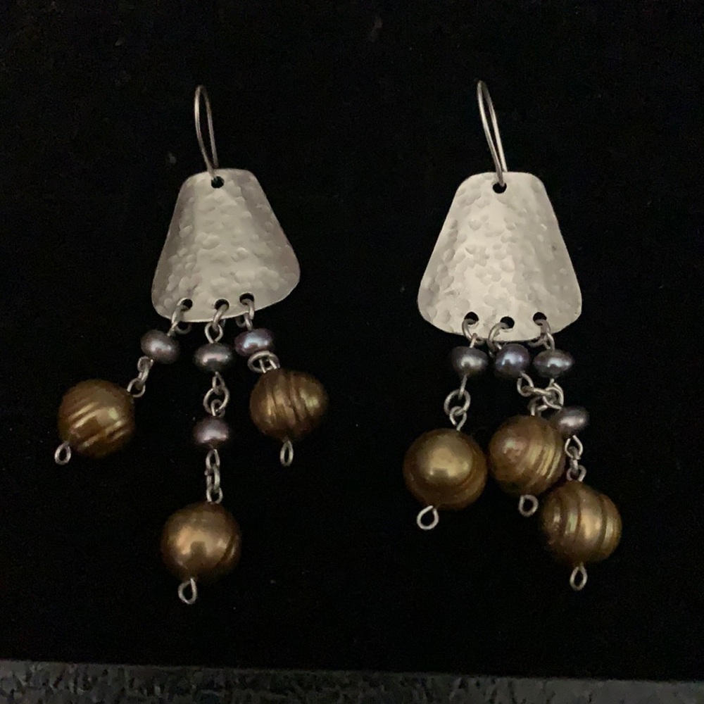 Sterling earrings with black/chocolate pearls